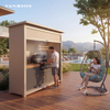 Motorized Hydraulic Roof Outdoor BBQ Kitchen Shelter with Sintered Stone Countertop and Built-In LED Illumination
