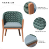 Commercial Heavy-Duty Patio Armchair with Teak Wood Armrests and Cushion