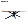 Modern Teak Wood Top Commercial Outdoor Dining Table Heavy-Duty Aluminum Frame Patio Furniture CT026