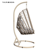 Compact Foldable Egg Shape Outdoor Swing Chair Low-Maintenance Iron Frame Hanging Chair with Stand HB-05
