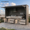 Electric Hydraulic Remote Control Lift-Door Outdoor BBQ Station with Gas and Ceramic Grills