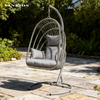 Space Saving Foldable Flat Pack Handwoven Olefin Rope Steel Frame Outdoor Patio Egg Hanging Swing Chair Commercial HB-04
