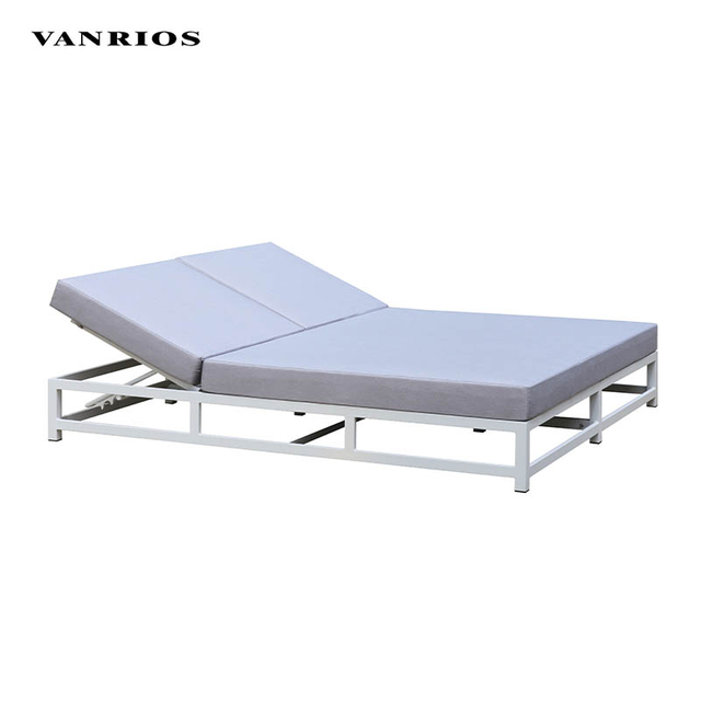 UV-Resistant Powder Coating Aluminum Lounge Daybed Quick Dry Foam Outdoor Sunbed DB-02