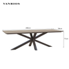 Modern Teak Wood Top Commercial Outdoor Dining Table Heavy-Duty Aluminum Frame Patio Furniture CT026