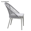 Commercial Weatherproof Powder Coated Aluminum Outdoor Rope Dining Set Garden Restaurant Table and Chair Set MB4055