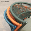 Weather-Resistant Olifen Rope Woven Outdoor Garden Dining Chair with Teak Armrest MB4117