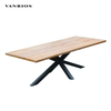 Modern Teak Wood Top Commercial Outdoor Dining Table Heavy-Duty Aluminum Frame Patio Furniture CT026