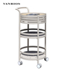 Mobile Aluminum Wine Service Cart with Multi-Tier Storage Shelves