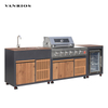 VANRIOS KC-15 100% Solid Aluminum Modular Outdoor Cooking Station with Grill And Refrigerator