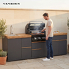 VANRIOS KC-22 All-Aluminum Modular Outdoor Kitchen with Gas Grill and Kamado Smoker