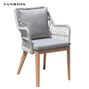 Low-Maintenance Olefin Rope Garden Dining Chair Heavy-Duty Aluminum Frame Cafe Patio Armchair MB4119