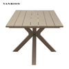 Modern Teak Wood Top Commercial Outdoor Dining Table Heavy-Duty Aluminum Frame Patio Furniture CT026