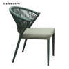 Low-Maintenance Outdoor Aluminum Bistro Chair with Hand-Woven Waterproof Olifen Rope Frame