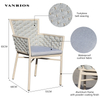Stackable Sling Rope Aluminum Dining Chair Weather Resistant Outdoor Patio Bistro Seat MB4155
