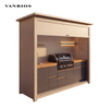Motorized Hydraulic Roof Outdoor BBQ Kitchen Shelter with Sintered Stone Countertop and Built-In LED Illumination