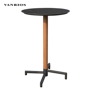 Outdoor Aluminium Sling High Top Bar Table Compact Modern Round Garden Patio Cafe Bar Desk BT-08