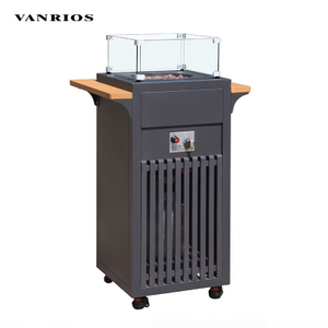 High-Performance Aluminum Gas Patio Heater Portable Outdoor Infrared Firepit Table with Glass Shield and Side Desk FP-03