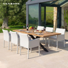 Modern Teak Wood Top Commercial Outdoor Dining Table Heavy-Duty Aluminum Frame Patio Furniture CT026