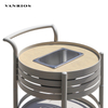 Mobile Aluminum Wine Service Cart with Multi-Tier Storage Shelves