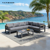 Modern Commercial Aluminum Modular Outdoor Sectional Sofa Set Weatherproof Garden Patio Set SF4070
