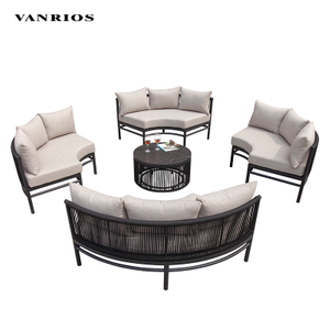 Modern Weatherproof Powder Coated Aluminum Frame Outdoor Garden Sofa Set Corner Couch Furniture GF2208