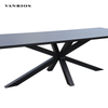 Modern Teak Wood Top Commercial Outdoor Dining Table Heavy-Duty Aluminum Frame Patio Furniture CT026