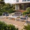Heavy-Duty Powder-Coated Outdoor Sofa Set with Rock Beam Coffee Table Top