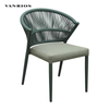 Low-Maintenance Outdoor Aluminum Bistro Chair with Hand-Woven Waterproof Olifen Rope Frame