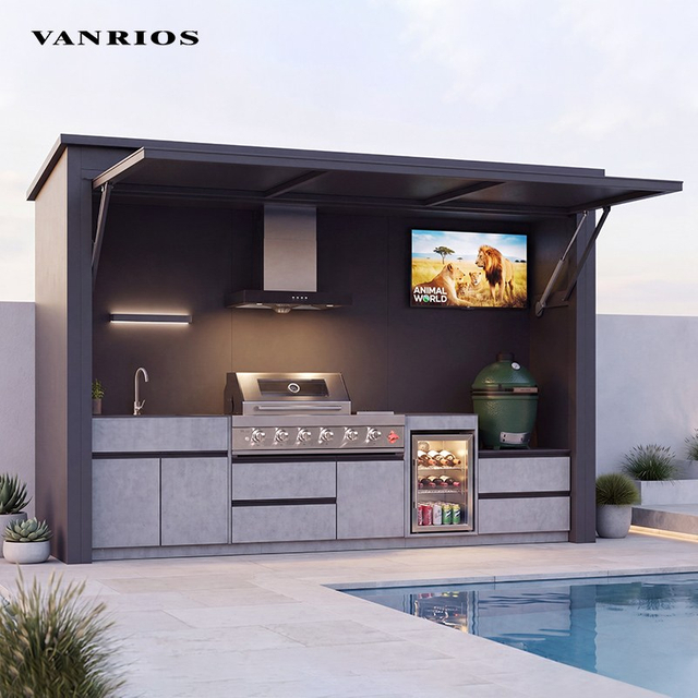 Corrosion-Resistant Marine-Grade Aluminum BBQ Kitchen Pod with Integrated LED Lighting