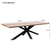 Modern Teak Wood Top Commercial Outdoor Dining Table Heavy-Duty Aluminum Frame Patio Furniture CT026