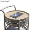 Mobile Aluminum Wine Service Cart with Multi-Tier Storage Shelves