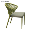 Low-Maintenance Outdoor Aluminum Bistro Chair with Hand-Woven Waterproof Olifen Rope Frame