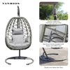 Handmade Olifen Rope Hanging Egg Swing Chair Weatherproof Metal Frame Patio Hammock Single Swing with Stand HB-06