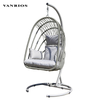 Space Saving Foldable Flat Pack Handwoven Olefin Rope Steel Frame Outdoor Patio Egg Hanging Swing Chair Commercial HB-04