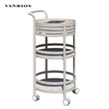 Mobile Aluminum Wine Service Cart with Multi-Tier Storage Shelves