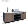 VANRIOS KC-04 Prefabricated Aluminum Outdoor Kitchen Island with Gas Grill and Fridge