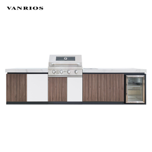 VANRIOS 3.3-Meter Grand All-Aluminum Outdoor Kitchen Island with Pizza Oven KC-07