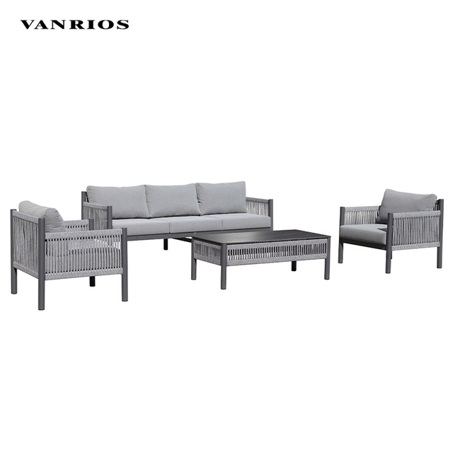 Corrosion-Resistant Powder-Coated Aluminum Sofa Set with Olefin Ropes SF3094