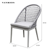 Commercial Weatherproof Powder Coated Aluminum Outdoor Rope Dining Set Garden Restaurant Table and Chair Set MB4055
