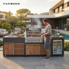 VANRIOS KC-15 100% Solid Aluminum Modular Outdoor Cooking Station with Grill And Refrigerator